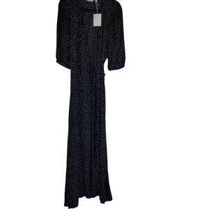 Black Polka Dot Maxi Dress - Elegant Long Sleeve Women's Dress